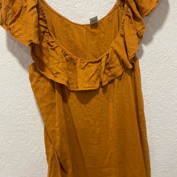 OLD NAVY | COTTON CAMEL FLOUNCE BOHO RUFFLE OFF THE SHOULDER TOP size small - Picture 3 of 6